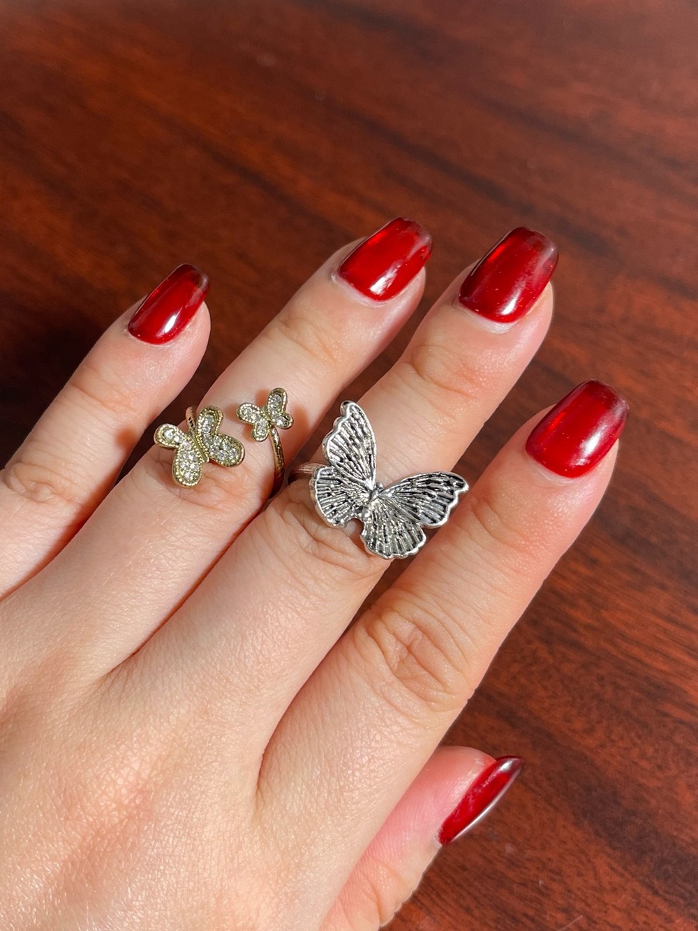 💖5 for $25😻Butterfly and Clover Stackable Rings - Silver and Gold